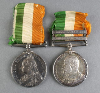Queen South Africa and King's South Africa with South Africa 1901 and South Africa 1902 bars, to 810 Pte. W. Adams. Rifle Brigade
