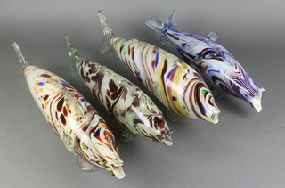 4 20th Century Continental glass fish 17", 19", 20" and 21" 