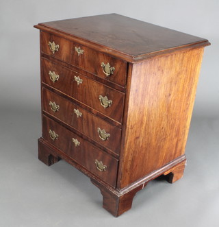 A 19th Century mahogany chest of 4 long graduated drawers with brass swan neck drop handles, raised on bracket feet 29"h x 24"w x 20"d