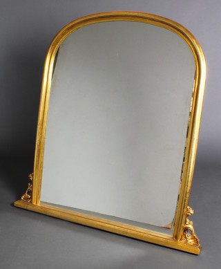 A Victorian style arch plate over mantel mirror contained in a gilt frame 42"h x 40"w 
