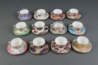 12 Royal Worcester miniature tea cups and saucers 