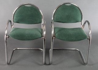 A pair of Art Deco style chromium plated open arm chairs 