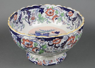 A 19th Century Derby style circular pedestal bowl with floral decoration 12" 