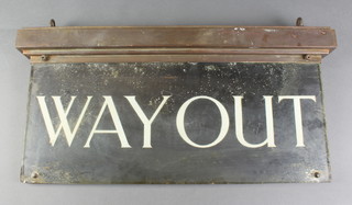 An illuminated "bronze" Way Out sign, reputedly removed from the Odeon at Herne Bay 11"h x 22"w 