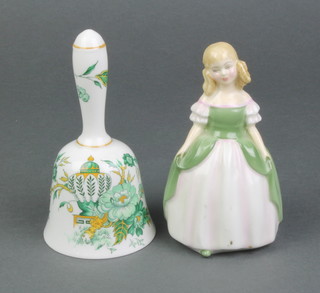 A Royal Doulton figure - Penny HN2338 and a Royal Crown Staffordshire Kawloon hand bell 5" 