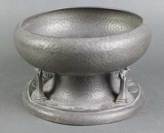 An Art Nouveau Fenton Bros. Celtic style planished pewter dish 8", the base has a slight crease