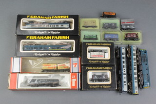 A Lima N gauge double headed diesel locomotive and a collection of various N gauge rolling stock 