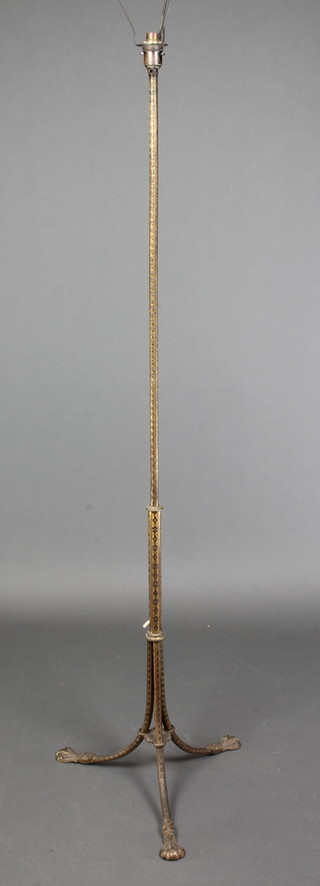 An Edwardian brass standard lamp 