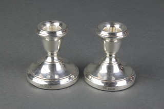 A pair of silver dwarf candlesticks with waisted stems, Birmingham 1971 2 1/2" 