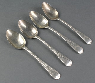 4 George III bright cut teaspoons London 1823, 56 grams