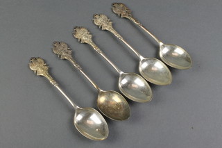 5 Edwardian silver London Rifle Brigade teaspoons, Sheffield 1906/07, 106 grams