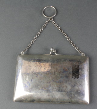 An Edwardian silver mounted purse on chain, Chester 1908 