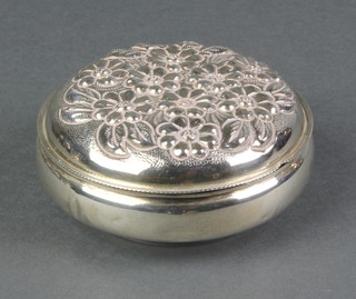 A repousse silver box with peony decoration 58 grams 4" 