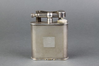 A Dunhill silver plated engine turned mammoth table cigarette lighter 4" 