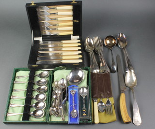 Various silver plated cased sets and minor plated cutlery 