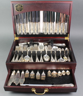 A modern canteen of cutlery by Butler of Sheffield with fancy plated feather handles for 6