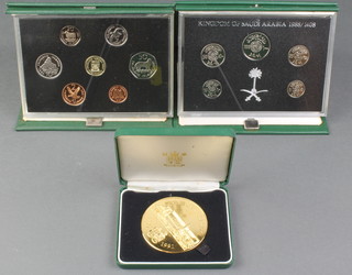 2 proof Coin sets Kingdom of Saudi Arabia 1988 and Falkland Islands 1987 together with a gilt commemorative crown 