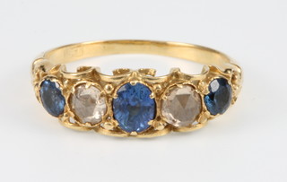 An 18ct gold sapphire and diamond ring size M 
