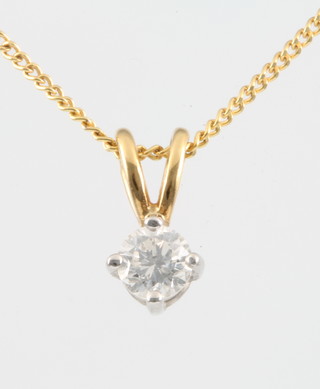 A single stone brilliant cut diamond pendant, approx. 0.25ct on a 9ct gold chain, together with certificate 