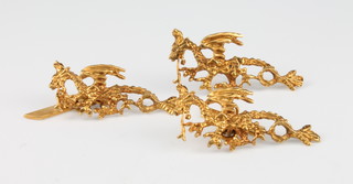 A pair of 14 carat yellow gold Thai dragon cufflinks and a ditto tie pin, 11.9 grams 