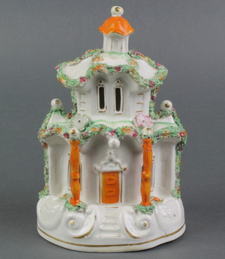 A 19th Century Staffordshire pastel burner in the form  a cottage 7" 