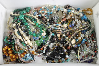 A quantity of necklaces including malachite etc 