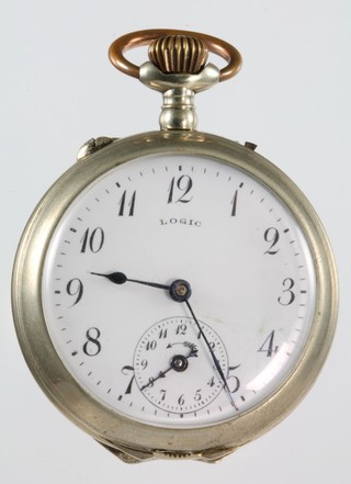 A gentleman's Logic silver plated cased alarm pocket watch with seconds at 6 o'clock