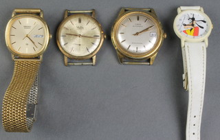 A gentleman's gilt cased Timex automatic calendar wristwatch and minor watches 