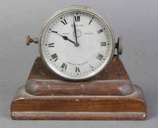 Jaeger of Paris, a French car clock with silvered dial and Roman numerals 3" 