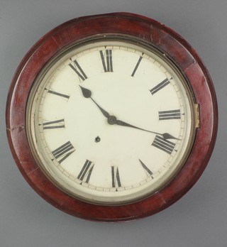 A Continental wall clock with 11" painted dial and Roman numerals contained in a mahogany case 