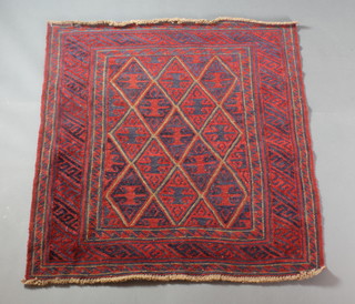 A red and blue ground tribal Gazak rug 48" x 43 1/2" 