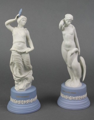 A pair of  Wedgwood figures Leda and the Swan and Terpsichore 9 1/2" 