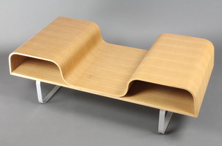 A "Habitat" steel and plywood coffee table of rectangular shaped form 15"h x 46"w x 22"d