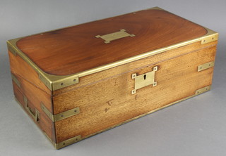 A Victorian brass banded mahogany writing slope with hinged lid and brass countersunk handles 6 1/2"h x 18"w x 10"d 