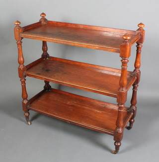 A Victorian mahogany 3 tier buffet raised on turned supports 42"h x 42"w x 18"d 