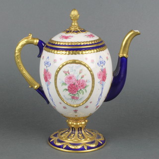 A House of Faberge Imperial teapot with floral and gilt decoration 9" 