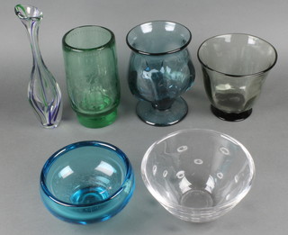 A Maastricht Swedish Studio glass vases 12" and other studio glassware  
