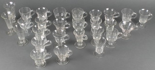 19, 19th Century custard cups together with 8 various antique wine glasses 