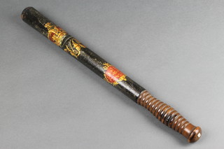 A Victorian turned wooden and painted Special Constables truncheon with crowned royal cypher marked Special Constabulary