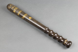 Berks, A George V turned wooden and painted Special Constables truncheon marked CFM 1914 Berks Special Constabulary 
