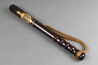 A George V turned wooden and transfer decorated Birmingham Special Constabulary truncheon with crowned royal cypher dated 1916-1919 and impressed SC214 