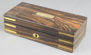 A 19th Century rectangular coromandel and brass mounted razor box  (no contents) 2"h x 7"w x 3"d 