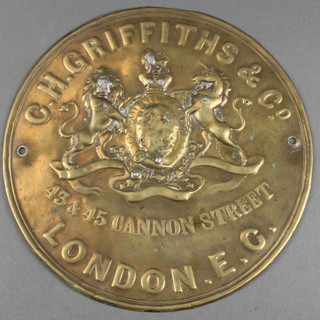 C H Griffiths & Co., an embossed brass safe plate 