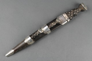 A Scottish Sgian Dubh fitted a knife and fork 