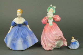 3 Royal Doulton figures - Nina HN2347 8", Marguerite HN1928 8" and Elaine N201 2 1/4" 