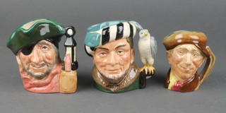 3 Royal Doulton character jugs - 'Arry 3", The Falconer D6540 3 1/2" and Smuggler D6619 2 1/2" 