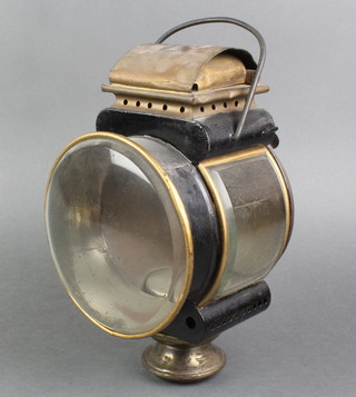 A 19th Century Japanned metal motoring lamp 