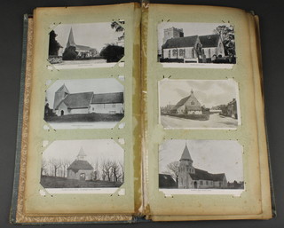 An album of various black and white postcards of Sussex Churches