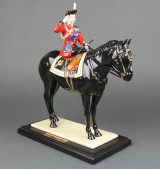 A Coalport figure - Trooping the Colour 268/450 CW606 13" on a wooden socle 