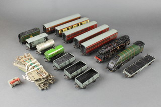A Hornby Meccano locomotive Silver King, a Hornby Dublo British Railways locomotive and tender, 5 Hornby Meccano carriages and 7 items of Hornby Dublo rolling stock 
